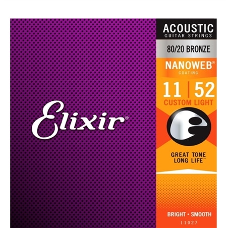 JOGO CORDAS ELIXIR ACOUST NANOWEB CUSTOM LIGHT 11/52 BRONZE - ELIXIR