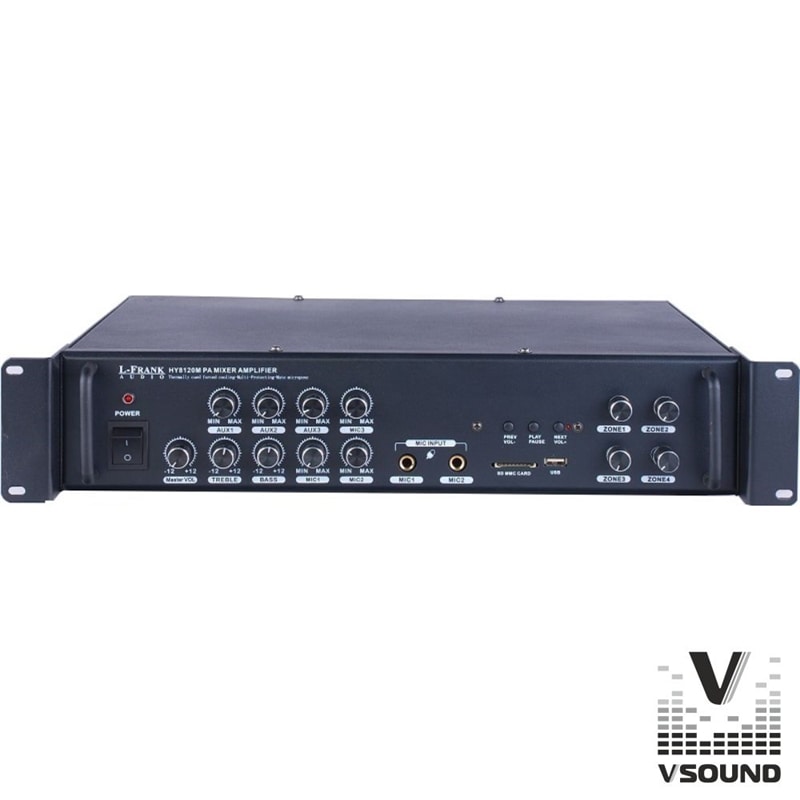AMPLIFICADOR VSOUND VSPA120U PA 24/220V 4ZONAS 240W - VSOUND