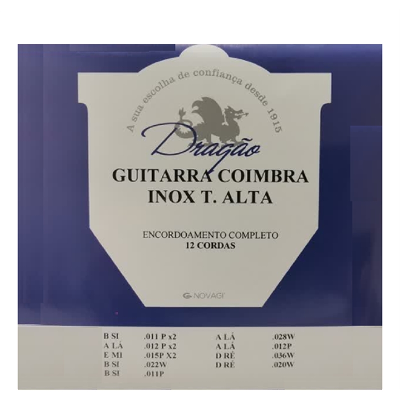 JOGO CORDAS GUIT FADO ACO INOX-COIMBRA ALTA TENSÃO ESPECIAL - DRAGÃO