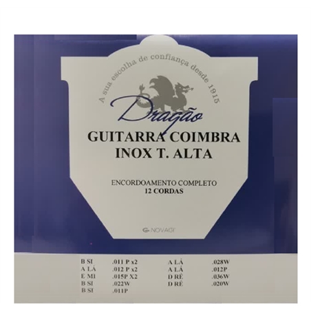 JOGO CORDAS GUIT FADO ACO INOX-COIMBRA ALTA TENSÃO ESPECIAL - DRAGÃO