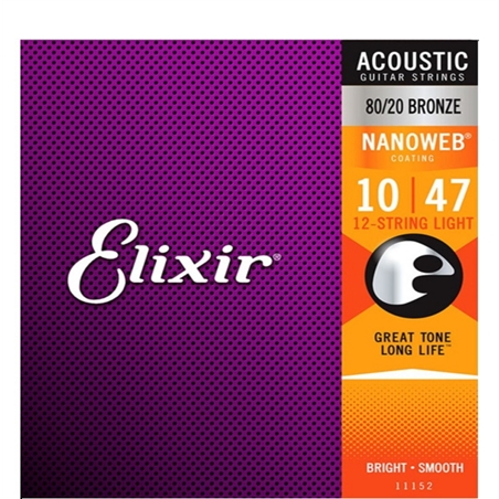 JOGO CORDAS ELIXIR ACOUST NANOWEB EXTRA LIGHT 10/47 BRONZE - ELIXIR