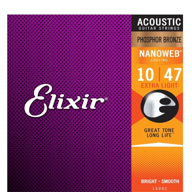 JOGO CORDAS ELIXIR ACOUST NANOWEB EXTRA LIGHT 10/47 PHOSPHOR - ELIXIR