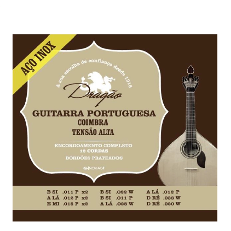 JOGO CORDAS GUIT FADO ACO INOX - COIMBRA ALTA TENSÃO - DRAGÃO