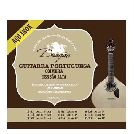 JOGO CORDAS GUIT FADO ACO INOX - COIMBRA ALTA TENSÃO - DRAGÃO