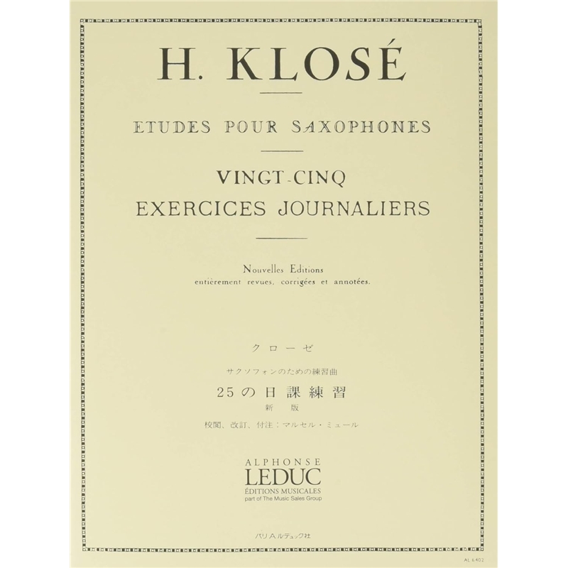LIVRO 25 EXERCICES JOURNALIERS SAXOFONE H KLOSE - DIVERSOS