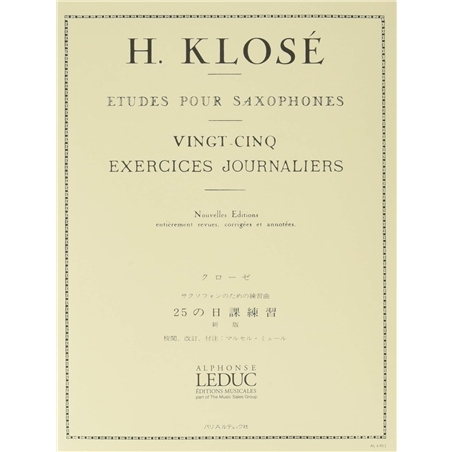 LIVRO 25 EXERCICES JOURNALIERS SAXOFONE H KLOSE - DIVERSOS
